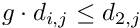 $ g \cdot d_{i,j} \leq d_{2,j} $