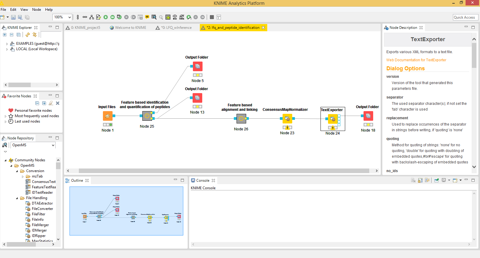 Example workflow in KNIME